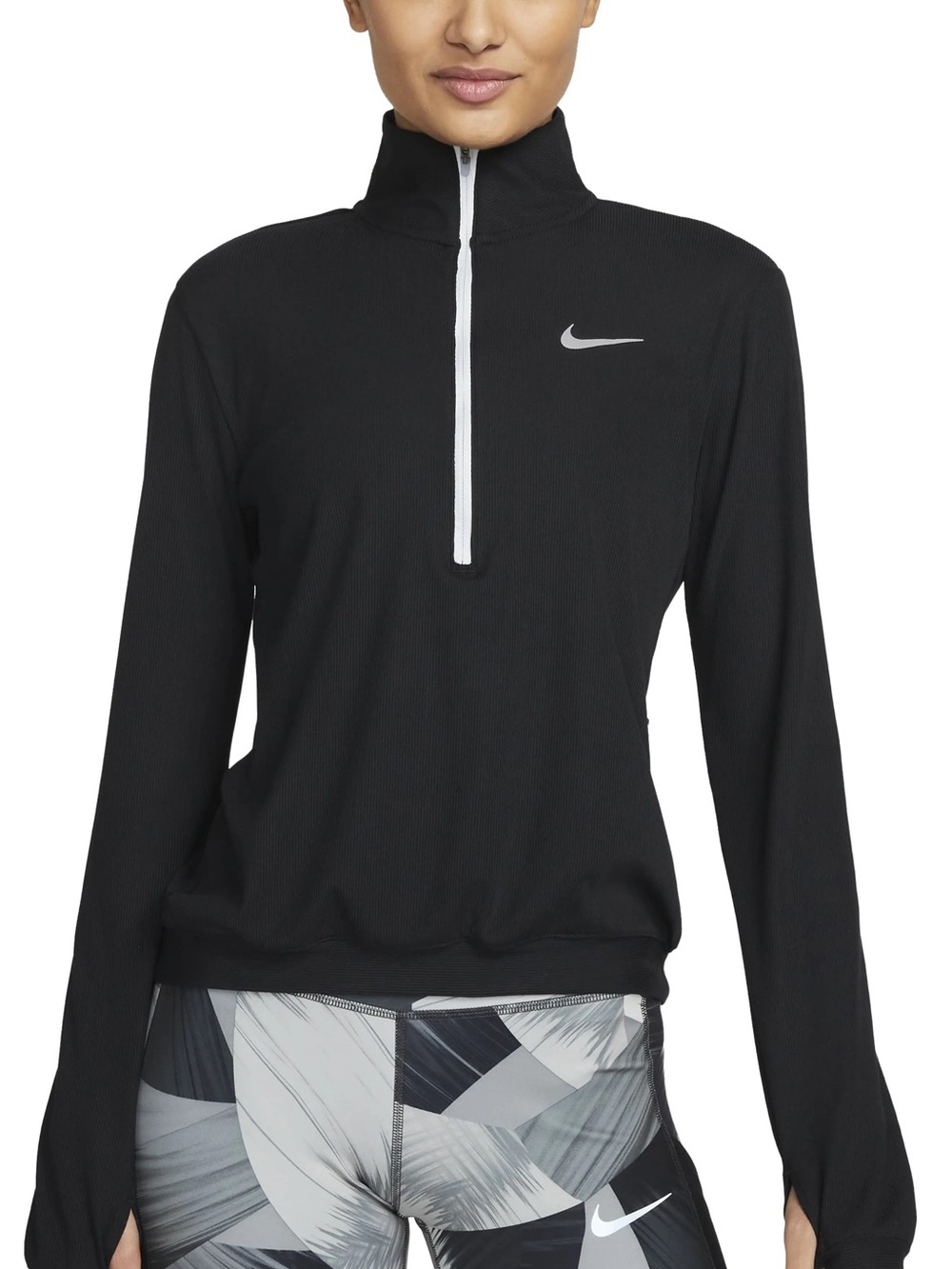 Women’s Sz L Black Nike Dri-FIT Element Running Mid Layer top 1/2 Zip DM7365